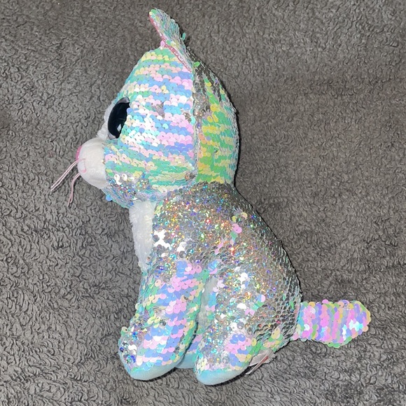TY WHIMSY limited collection flippables sequin cat 2019 9” plush squish furry - Picture 6 of 13